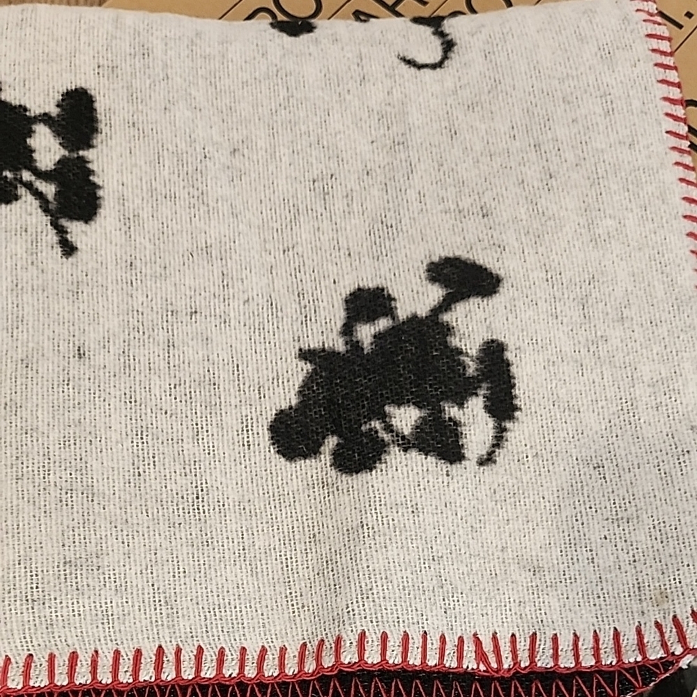 Disney Mickey Mouse Black and White Scarf with Red Trim